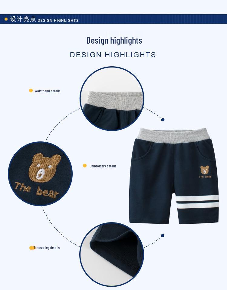 2022 Korean Style Summer Boys' Mid-Length Bear Cartoon Shorts