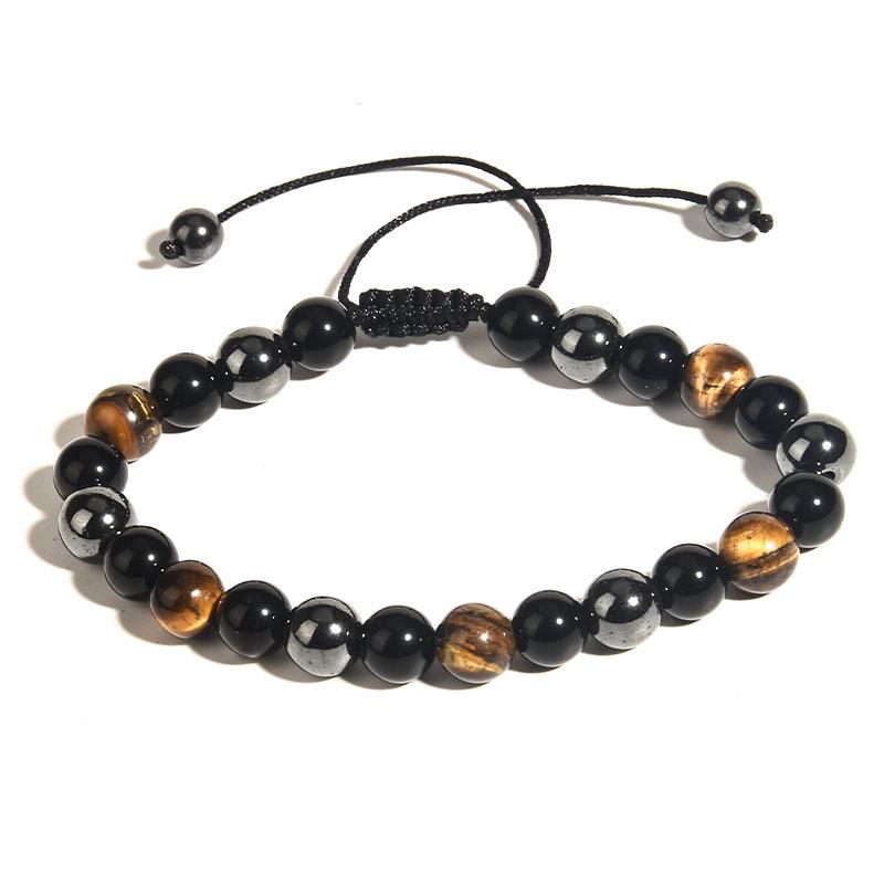 Cross-border Tiger Eye & Hematite Obsidian Beaded Men's Fashion Bracelet
