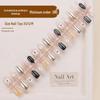 Handmade 3D Floral Mirror Powder Press-On Nails with Nail Art Stickers