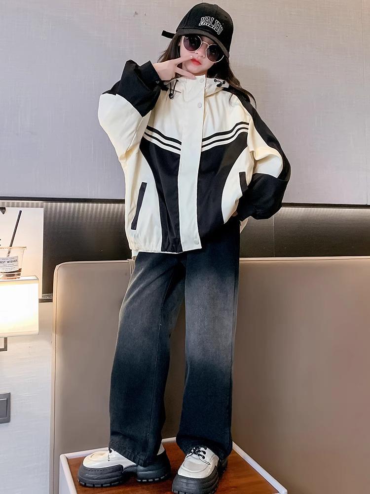 2025 Girls' Spring and Autumn Windbreaker - Fashionable Outerwear for Big Kids