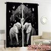 Flat Printing Curtains Without Rod Elephant Yin Yang Modern Polyester Easy Install Curtain Set Of 2 Contemporary Made Washable