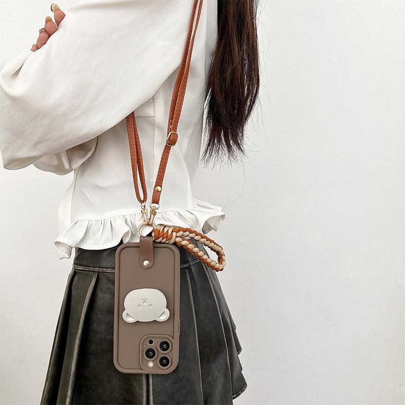Metal Bear Airbag Holder, Mobile Phone Case Iphone15Promax Portable Rope, Suitable For Apple 14 Diagonal Span Rope 16.