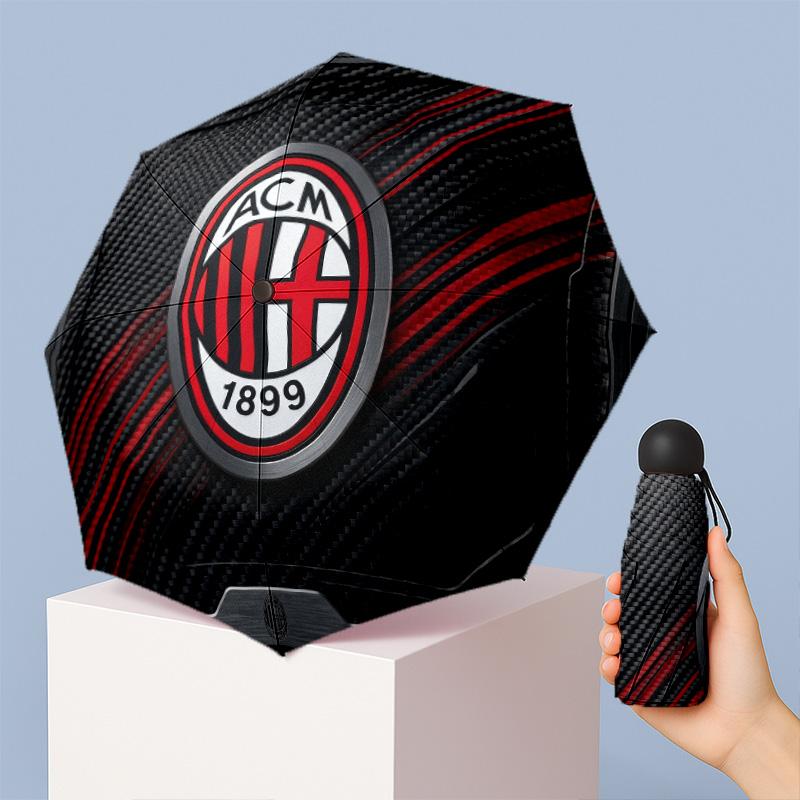 AC Milan Pattern Printed Mini 5 Folds 8 Ribs Compact Umbrella Windproof Waterproof Lightweight Portable Folding