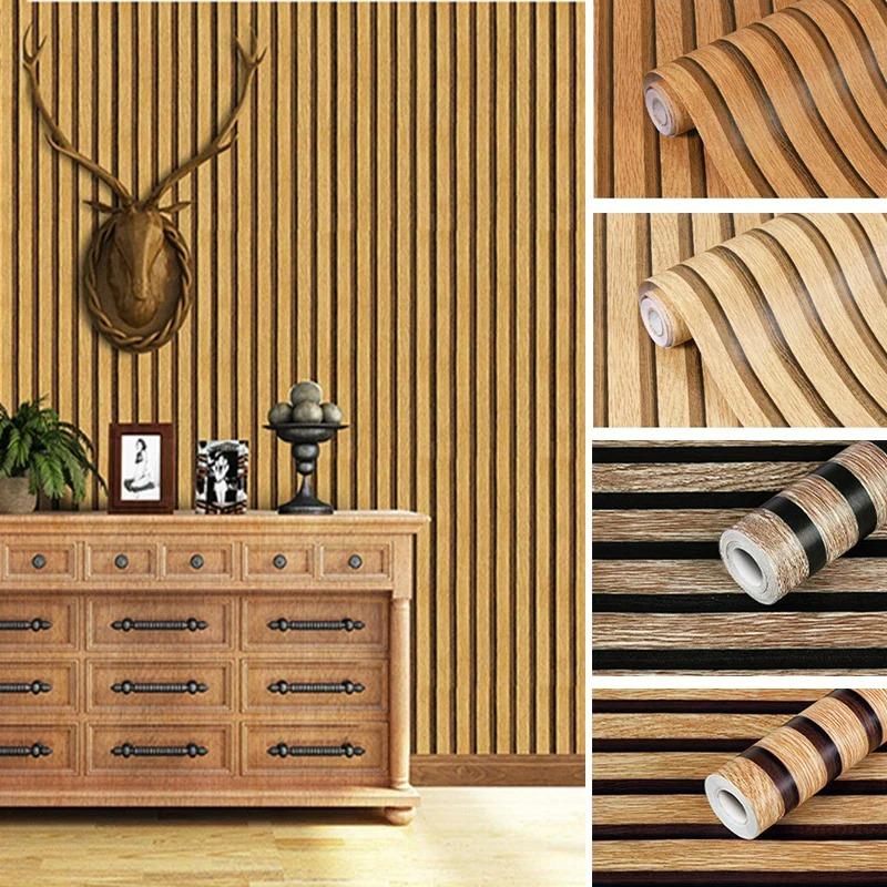 PVC Waterproof Self Adhesive Wallpaper Wall In Rolls Furniture Cabinets Vinyl Decorative Film Wood Grain Stickers For Home Decor