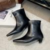 Autumn and Winter New Versatile Cat and Thin Boots Niche Small Ankle Boots Large Size Square Head Medium Heel Short Boots Women