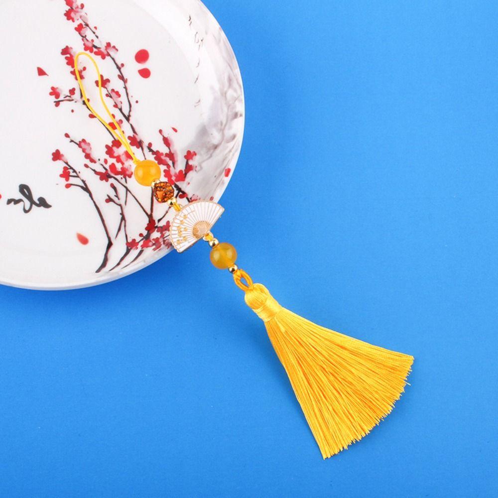 

Древний стиль, китайские кисточки, кулон, винтажный орнамент с кисточками, подвесной орнамент, тканевый аксессуар жёлтый