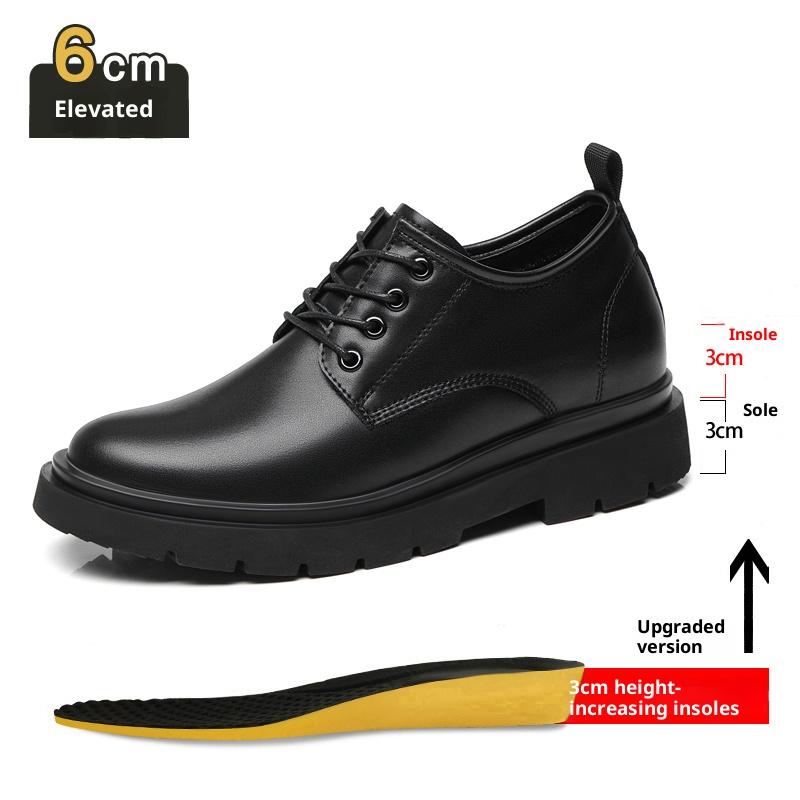 3cm/6cm/8cm Height Increase Shoes Men Cow Leather Business Casual Dress Shoes Breathable Invisible Elevator Commuting Oxfords