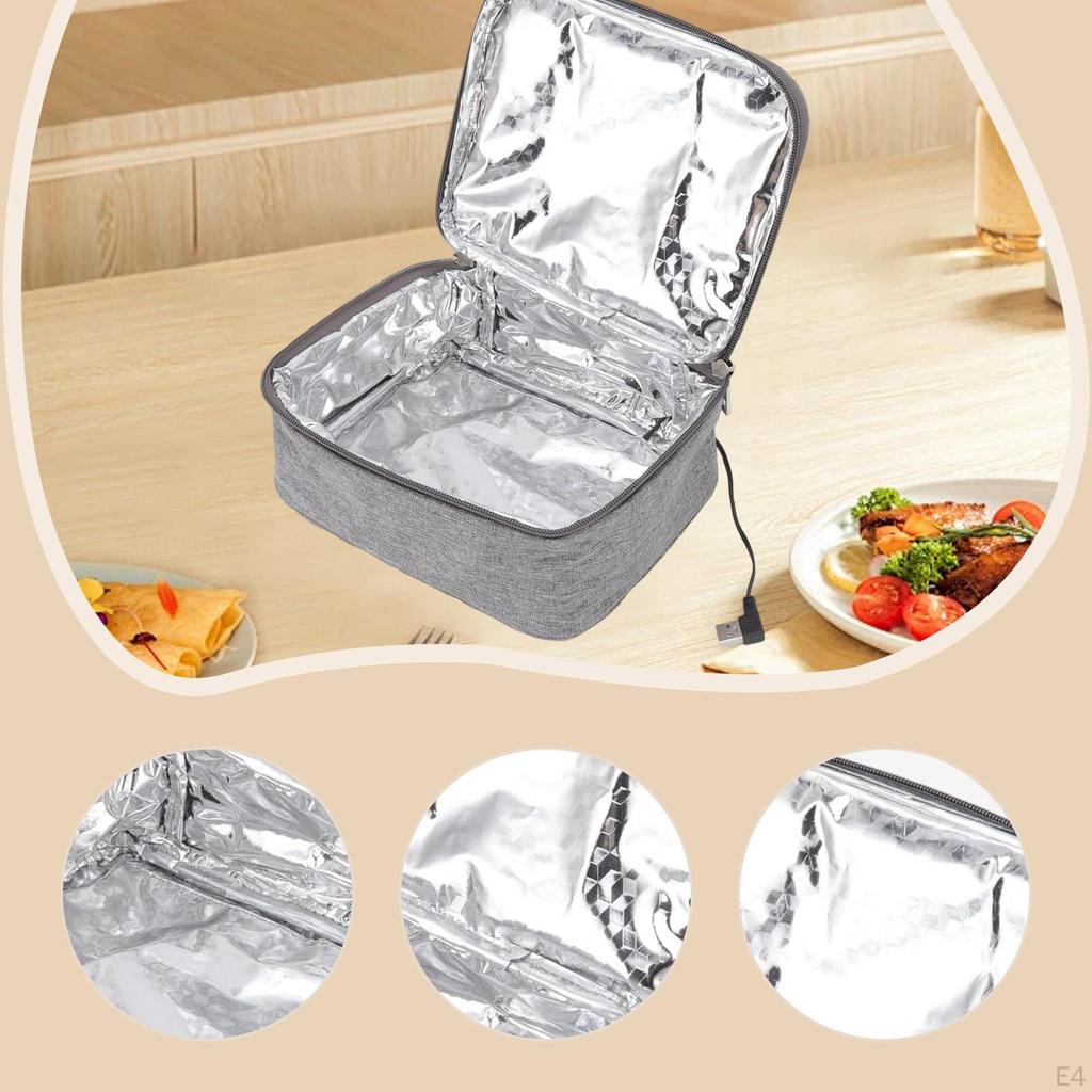USB Heated Lunch Box Bag Container Portable Bento for Camping Travel Car