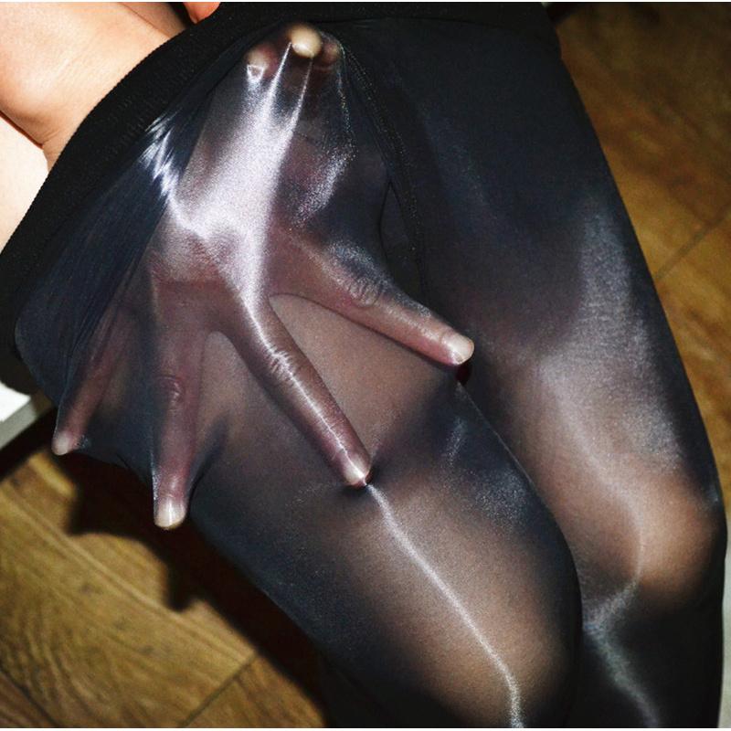 8DSuper Glossy Shiny Reflective Stockings Silky Smooth One LineT9/10 Length Open Crotch Slim Fit Candy Color Tights
