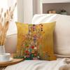 VIKAMA Vintage Klimt Floral Cushion Cover, Machine-Washable Zipper Cushion, Home Decor for Bedrooms and Living Rooms