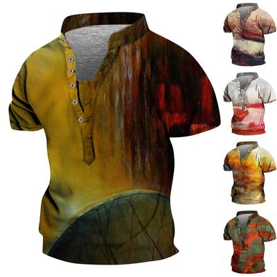 European And American Men's Vintage Top Digital Printing Short Sleeve Tops