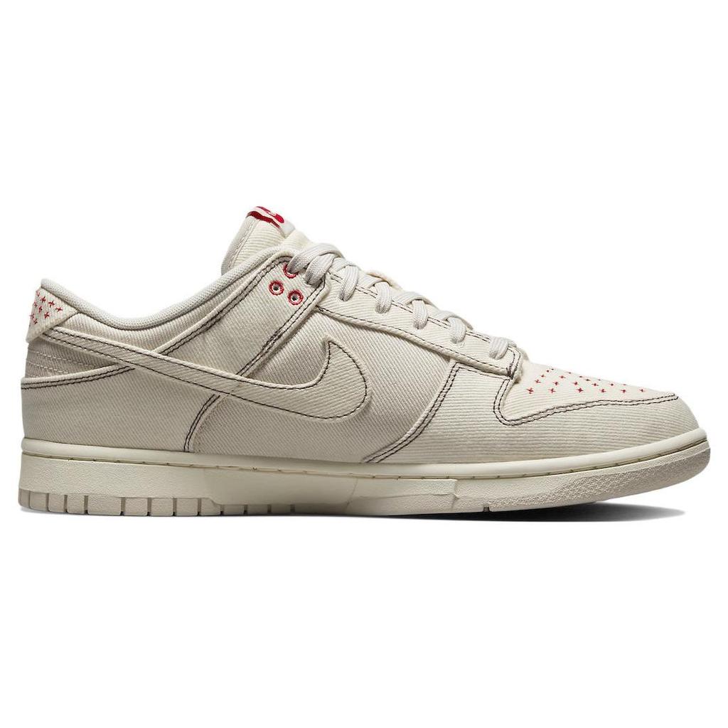 Nike Dunk Low SE Sashiko - Light Orewood Brown Unisex Sneakers Cream University-Red Pale-Ivory DV0834-100
