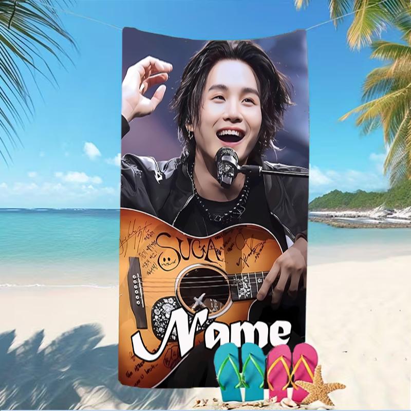 Customizable personalized beach towels Jimin themed designs.Suitable for the beach, yoga, sports;ideal as beach accessories