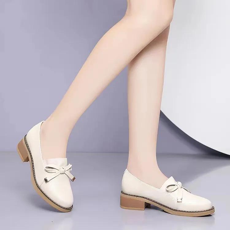 WTEMPO Women Large Size Casual Soft Sole PU Pumps Spring Autumn Solid Color Faux Leather Slip-on Shoes for Working