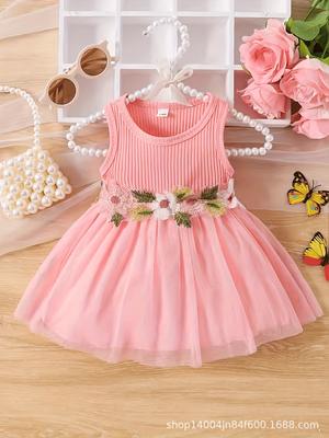 Baby Girl Floral Sleeveless Dress - Cute & Comfortable Gift