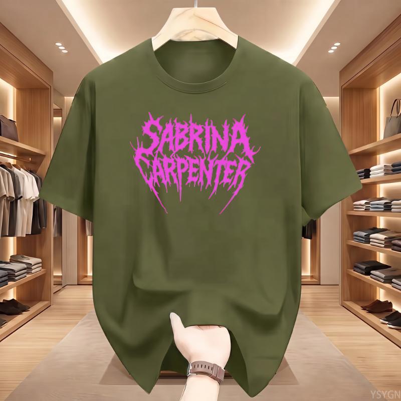 Sängerin Sabrina Carpenter Musik Y2k T-Shirt Unisex Unisex Vintage Mode Hochwertiges T-Shirt Oversized Baumwolle Rosa Logo T-Shirts Geschenke