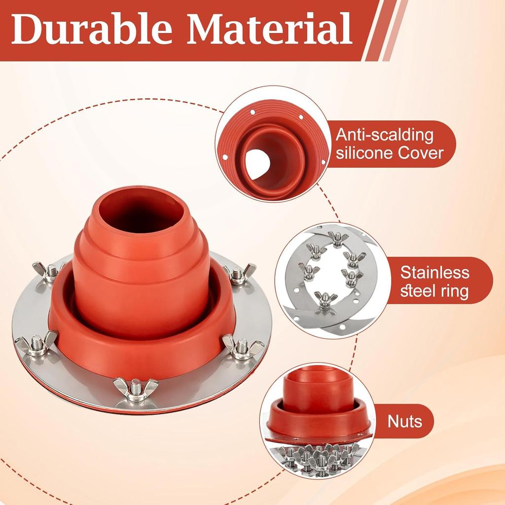 Tent Stove Jack Kit, Silicone High Temp Flexible Roof Jack Pipe Boot Metal Roofing Pipe Flashing, Tent Roof Stove Jack Kit for Bell Tent,Yurt,Wood
