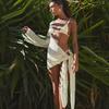 3-teiliger Mikro-Bikini-Überwurf 2025 Sexy einfarbiger Badeanzug Damen Push-up Bademode Biquini Damen Body Badeanzug Sarong Rock