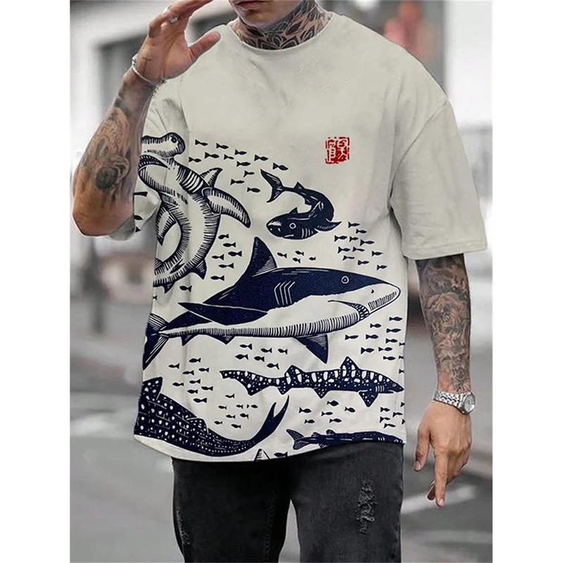 Funny Men Casual Animal T-shirt Street Trend Harajuku Short Sleeve Round Neck T Shirts Humour Animals Graphic Summer Men's Tee