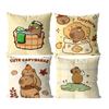 Capybara Cute Throw Pillow Cartoon Square Pillows Kawaii Anime Soft Waist Sofa Cushion Car Home Bedroom Decoration