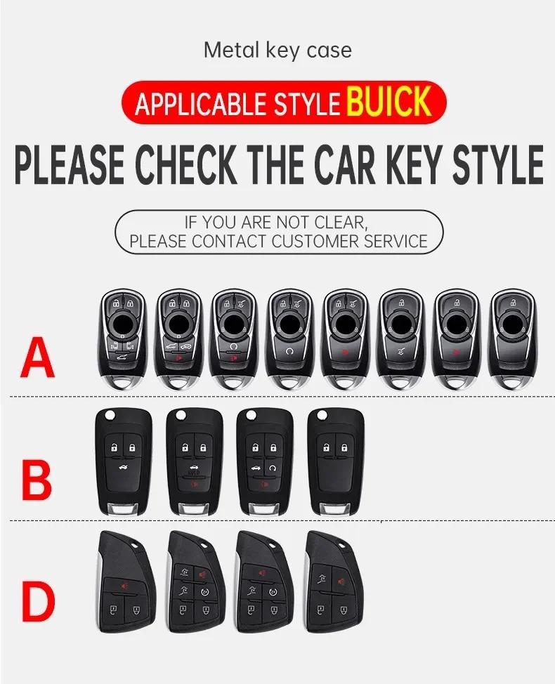 Zinc Alloy Genuine Leather Auto Key Fob Case Cover Fit For Chevrolet Tahoe Suburban Fit For Gmc Yukon Fit For Buick Envision S Plus Avenir -