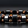 Fashion Men's Tiger Eye Stone Bracelet Men's Bracelet Fashion Bead Black Stone Elastic Bracelet