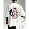Letnia japońska Yin Yang Ryba Koi Wzór Miecz Samurajski Bawełna Męski T-shirt Krótki Rękaw Koszulka