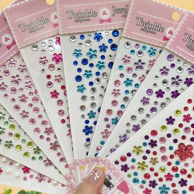 Eyebrow Sticker Drill, Face Painting Finished Product, Face Sticker Drill, Forehead Love Petal Sticker, Colored Resin Rhinestone Round Diamond