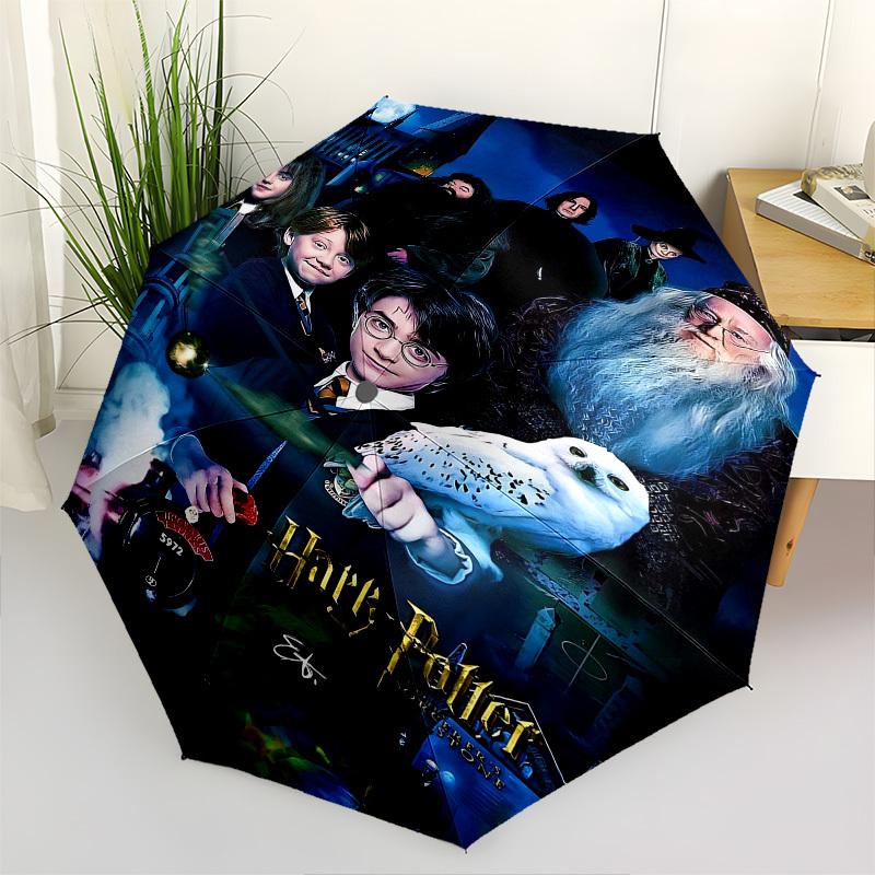 1pc Harry Potter, Hogwarts Express Automatic Folding Umbrella - Compact 8-Rib Design, Durable Plastic & Iron1261L