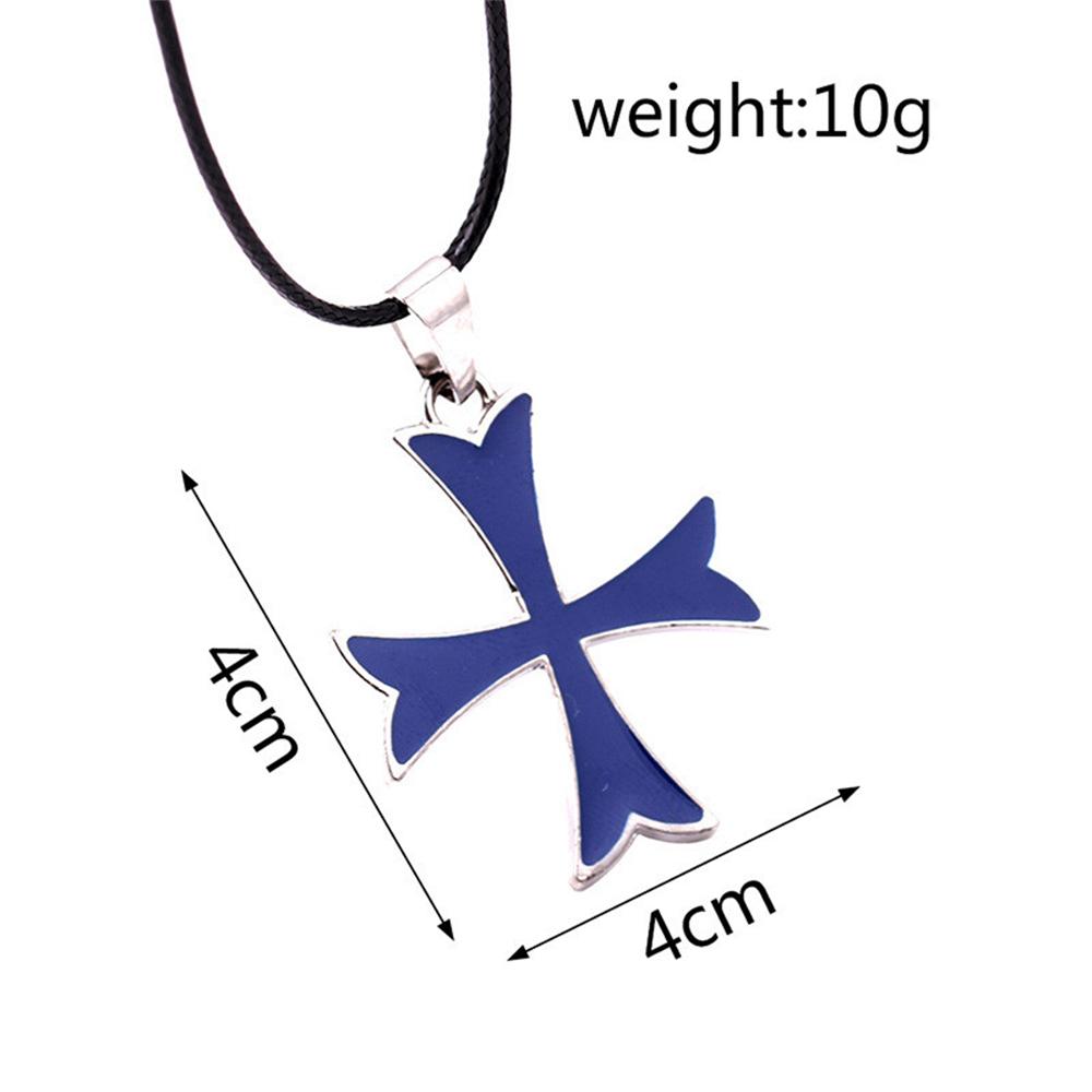 

New Movie Order of the Knights Templar Cross Badge Pendant Necklace Rope Chain Choker Jewelry Cosplay Gifts Props Accessory 50cm синий