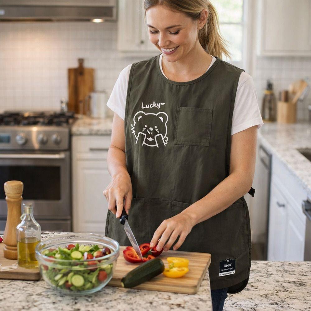 Waterproof Chef Apron Cartoon Catering Work Clothes Fashion Kitchen Vest Apron  for Home Kitchen