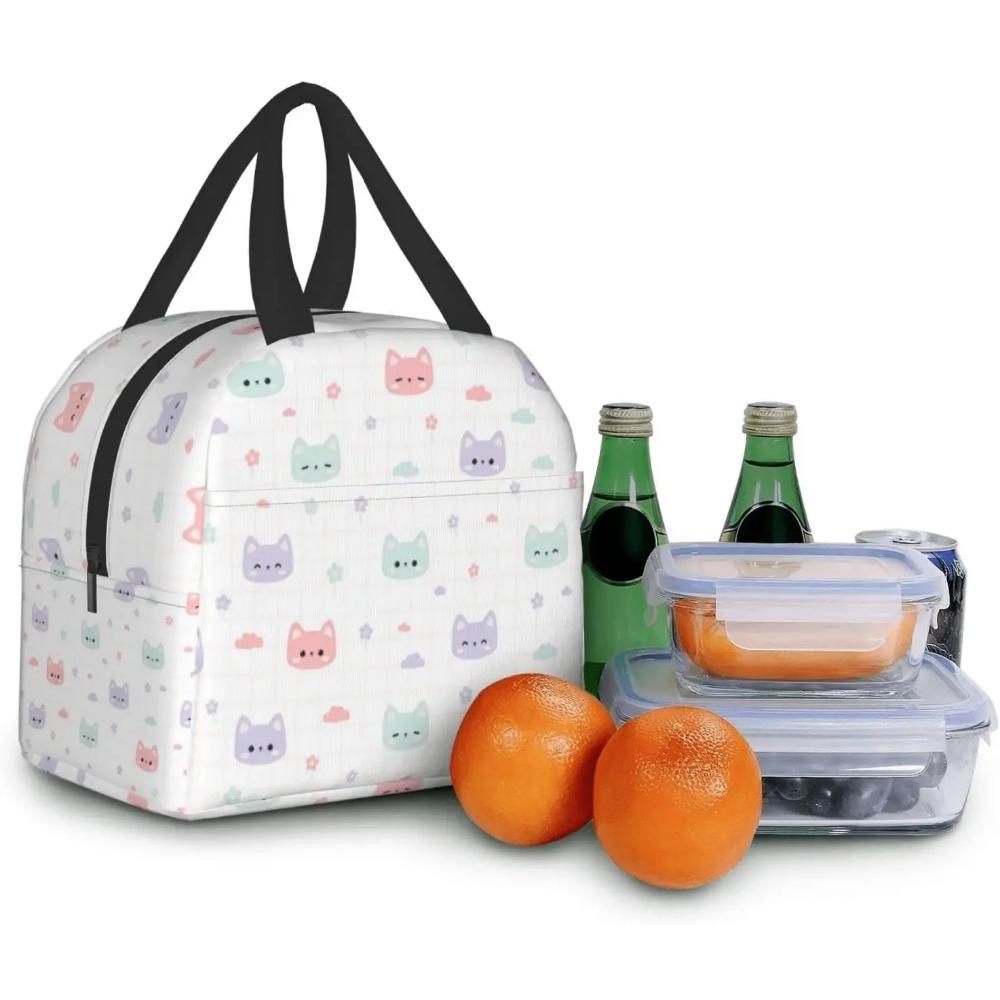 Cute Cat Head Lunch Bag Travel Box Work Bento Cooler Reusable Tote Picnic Boxes Insulated Container Lunch Bags for Women Girls