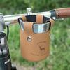 Metal Clamp Cycling Water Bottle Cage Leather Material Portable Cycle Cup Holder Aluminum Handlebar