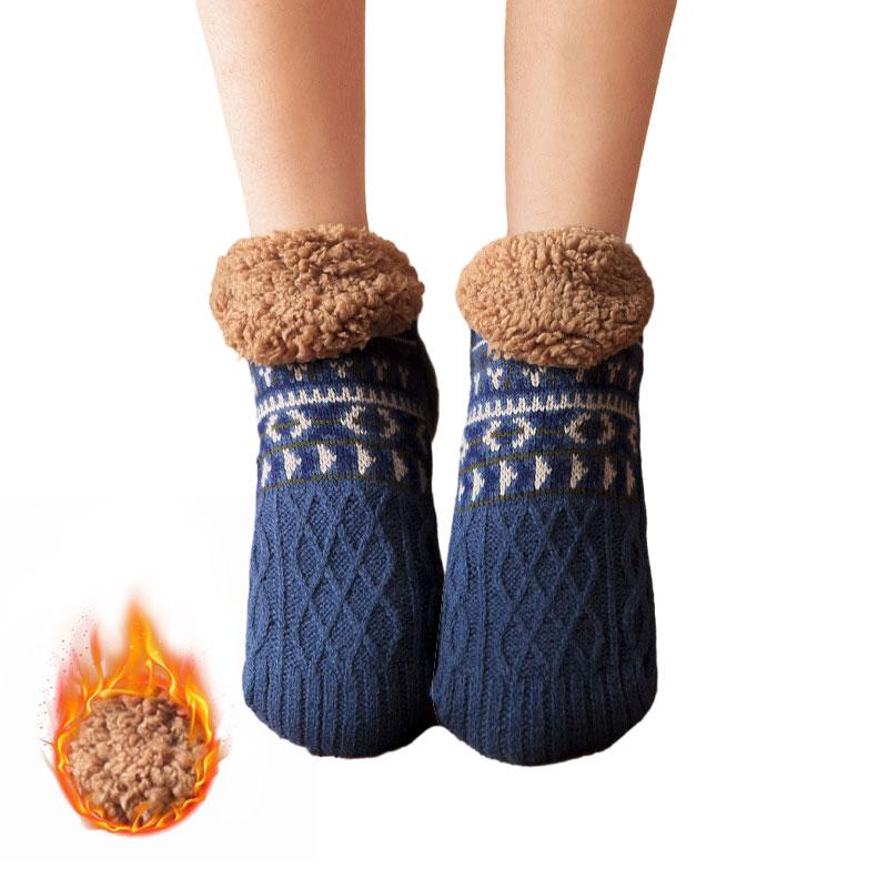 Indoor Winter Floor Socks Women Men Slippers Socks Home Bedroom Sleeping Socks Non-Slip Knitted Fleece Warm Carpet Couple Socks