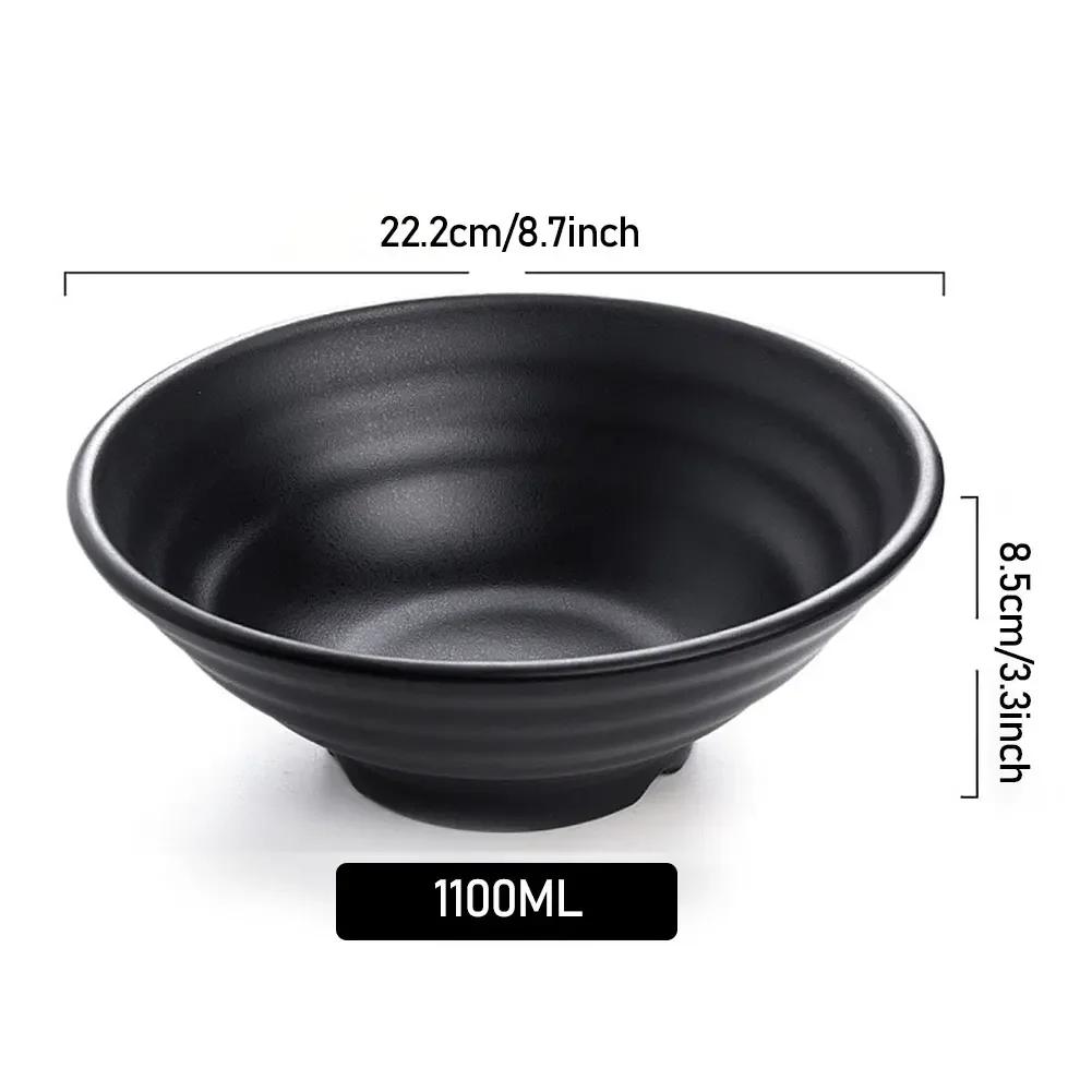 Fancyfamily Black Frosted Melamine Japanese Style Beef Ramen Bowl Bamboo Hat Shape Soup Bowl Fast Food Tableware