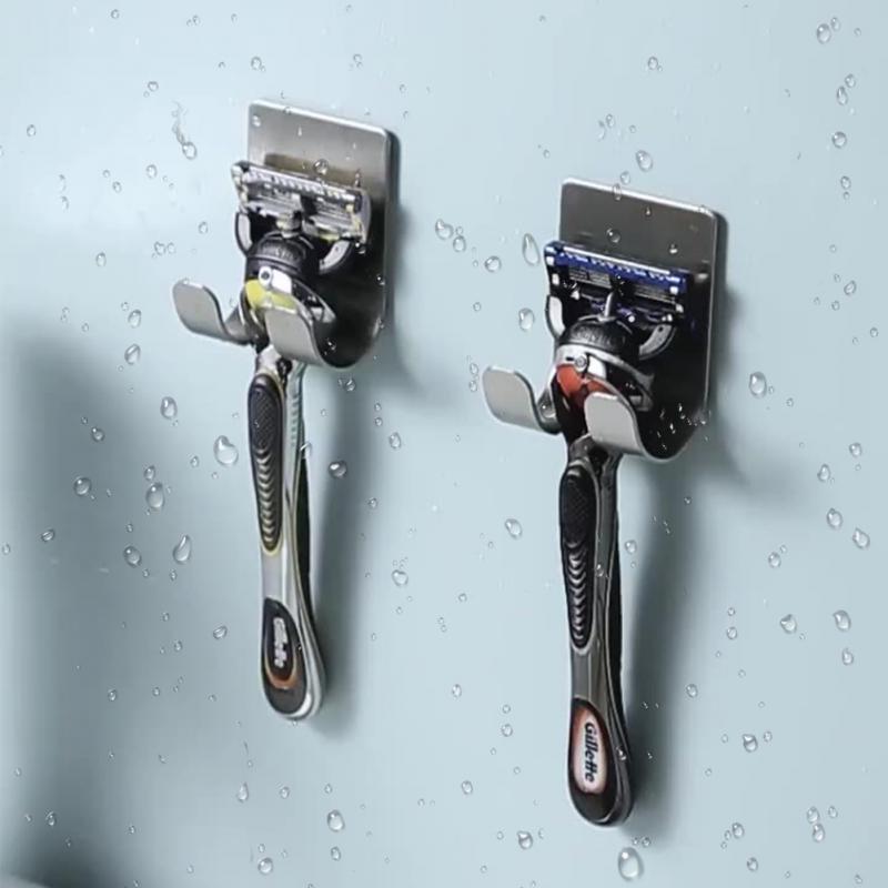 2/4/6/8pcs Shaving Razor Holder Multi-function Stainless Steel Shelf Razor Stand Wall Razor Holder Bathroom Accessories Hook