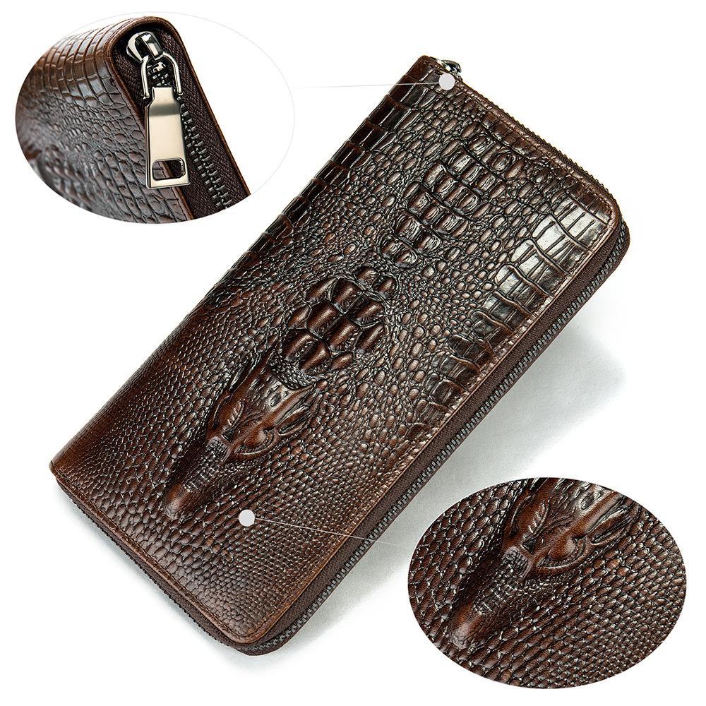 Long Wallet, Leather Alligator Pattern Business Multi-card Clutch Bag First Layer Cowhide Wallet Male
