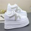 Fashion 12CM Air Mesh Microfiber Leather Autumn Vulcanize Fashion Women Chunky Sneakers Mixed Color Platform Wedge Causal Shoes