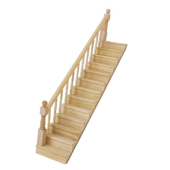 Doll House Stair Sturdy With Handrail Wood Handmade Doll Staircase for Home
