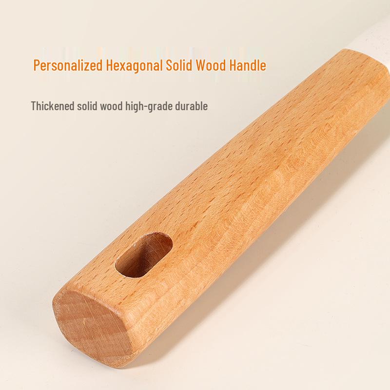 Wooden Handle Silicone Kitchenware Set: Non-stick Spatula & Ladle, High-Temp Resistant Cooking Tools.