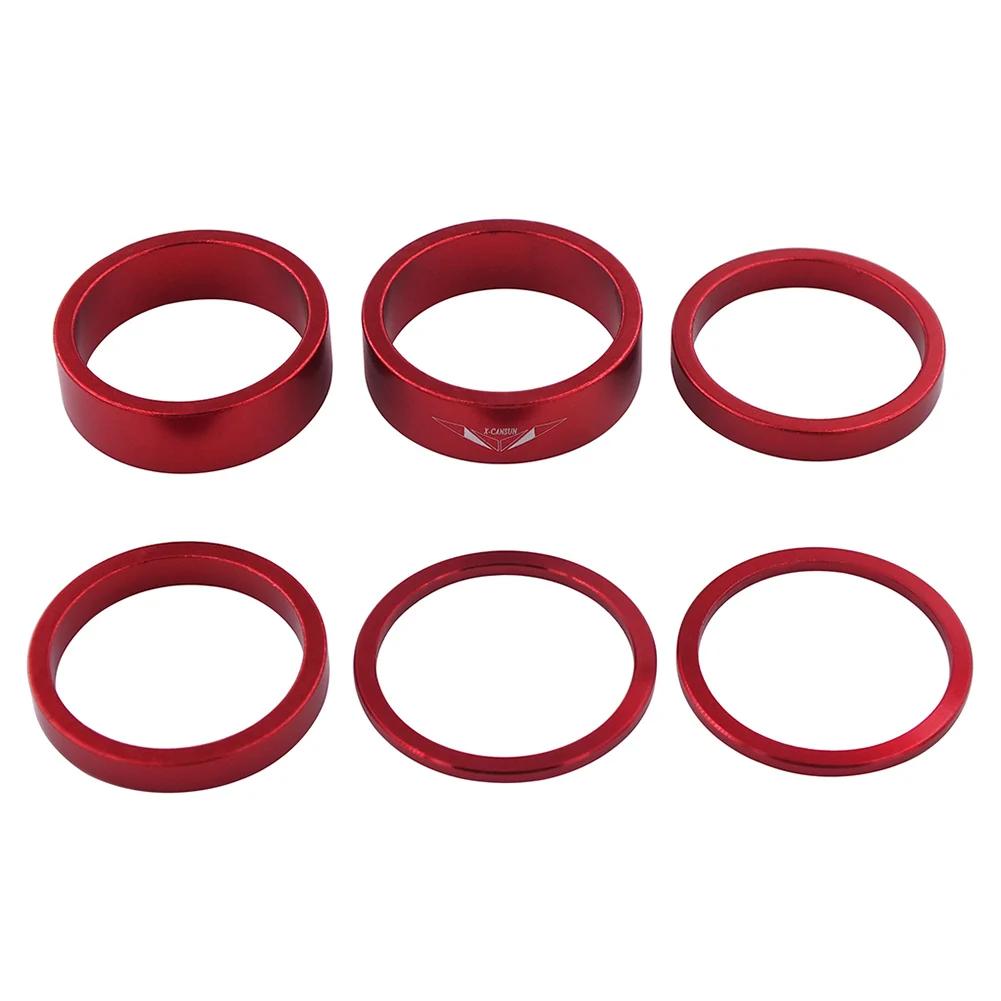 6Pcs Bike Fork Washer Set 2/5/10mm Bicycle Headset Spacer Bicycle Washer Spacing Pad Aluminum Alloy for MTB Mountain Bicyle