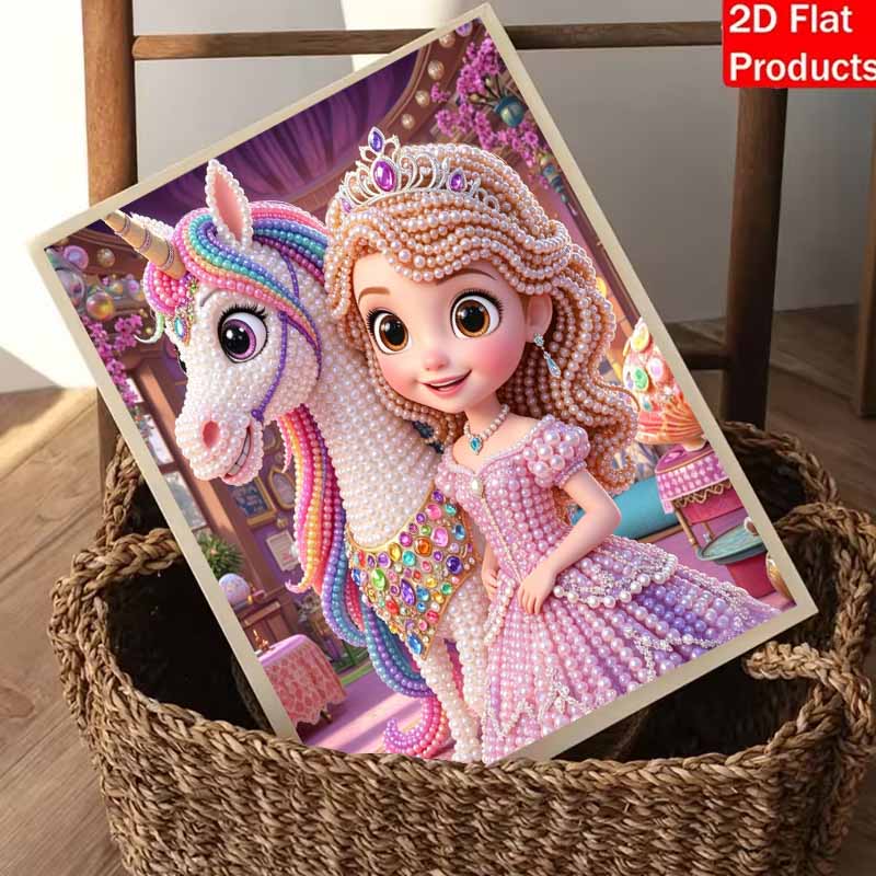 Disney Princess Unicorn Pearl Painting Handmade Diy Pearl Art Painting Simple Living Room Hanging Painting Decoration
