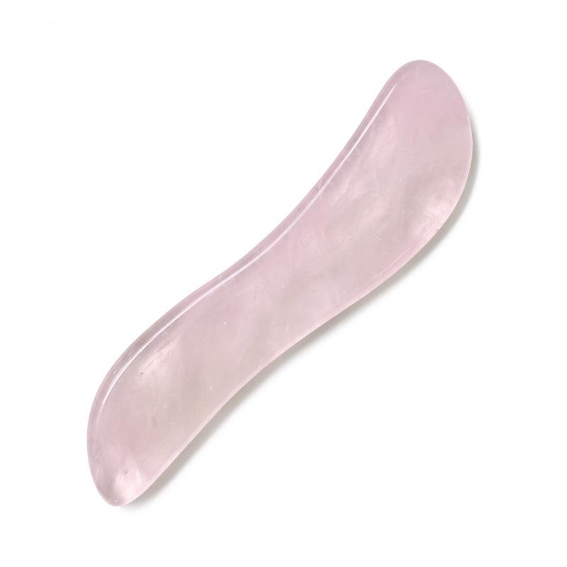 Set Gua Sha din Cuarț Roz în Formă de Inimă și Roller Facial din Cristal de Jad