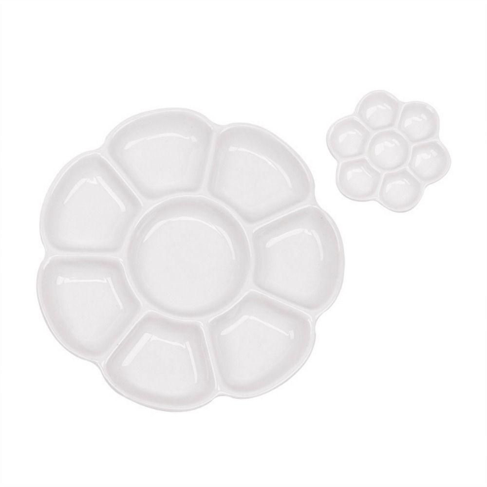 Portable Ceramic Paint Palette 6/7/8/9 Grids Porcelain Palette Mixing Colour Tray  Watercolor Dish