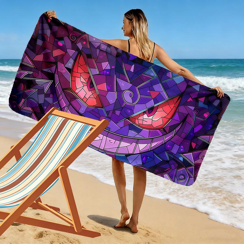 Gengar Print Beach Towel, Large Soft Quick Dry Towel for Beach Camping Swimming