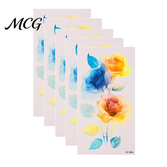 Easy Apply Tattoo Stickers 5 Sheets Butterfly Stickers, Waterproof Temporary Flower Tattoos, Colorful Safe Skin Tattoos Face Body for Parties