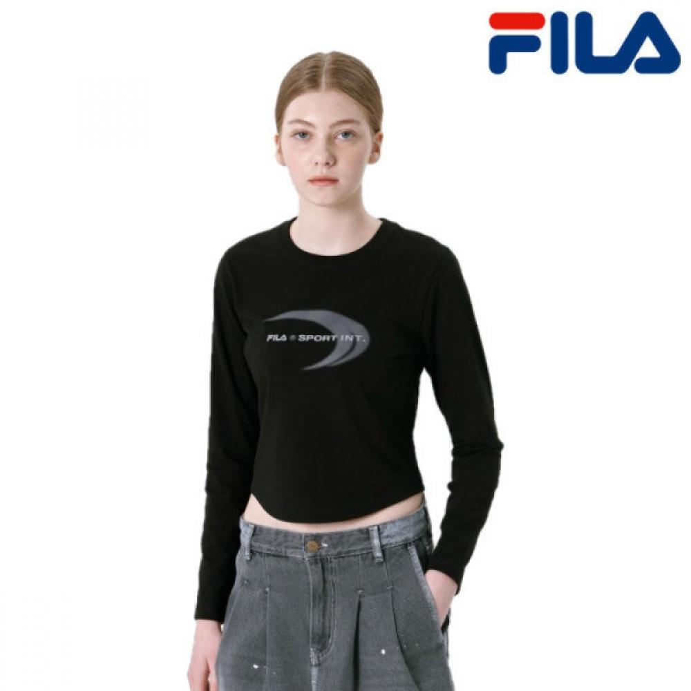 

Fila Women S CoTTon Blend Graphic Long Sleeve T ShirT Black fS2rlg1171f BLK (black)/W85(WS)