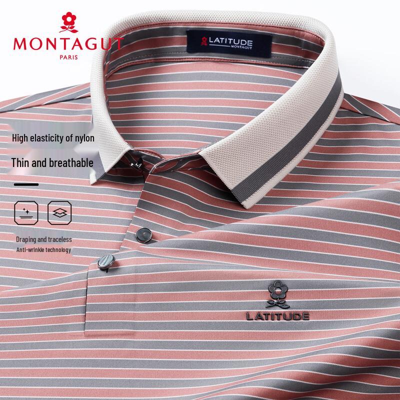 MONTAGUT Men s Striped Color Block Polo Shirt 52