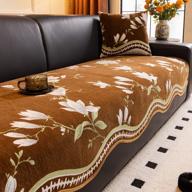 Sofa cushion 2025 new chenille special-shaped non-slip seat cushion one-piece dust cover light luxury sofa cover cloth towel