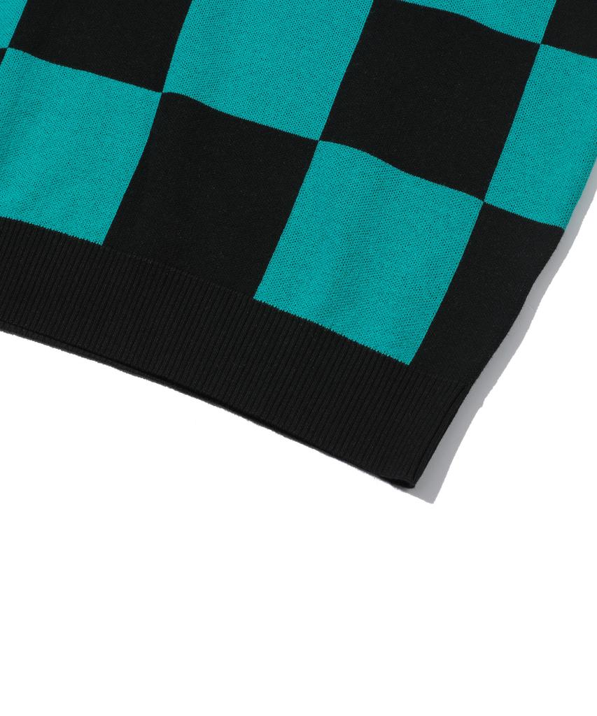 BEENTRILL Short Sleeve Classic Checkerboard Comfort Fit Knit (Teal)